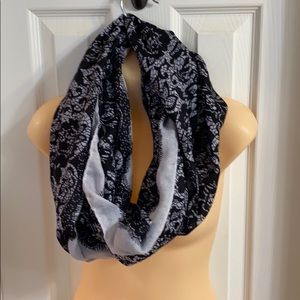 Black and gray double wrap infinity scarf